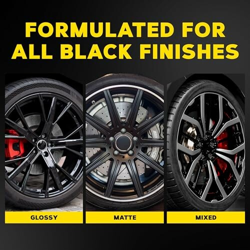 Three types of black wheel finishes: glossy, matte, mixed.