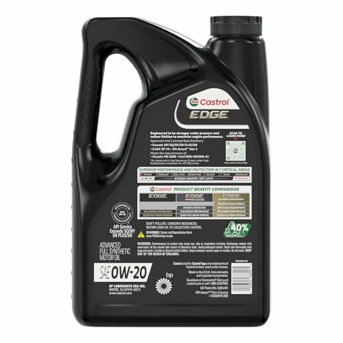 Castrol Edge 0W-20 synthetic motor oil container.